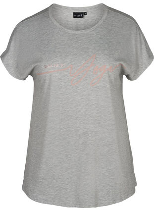 T-paita treeniin painatuksella rinnassa, Light Grey Melange, Packshot image number 0