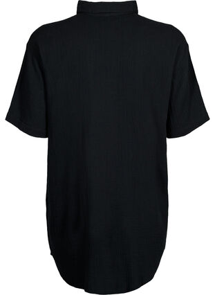 Lyhythihainen paita, jossa on napit, Black, Packshot image number 1