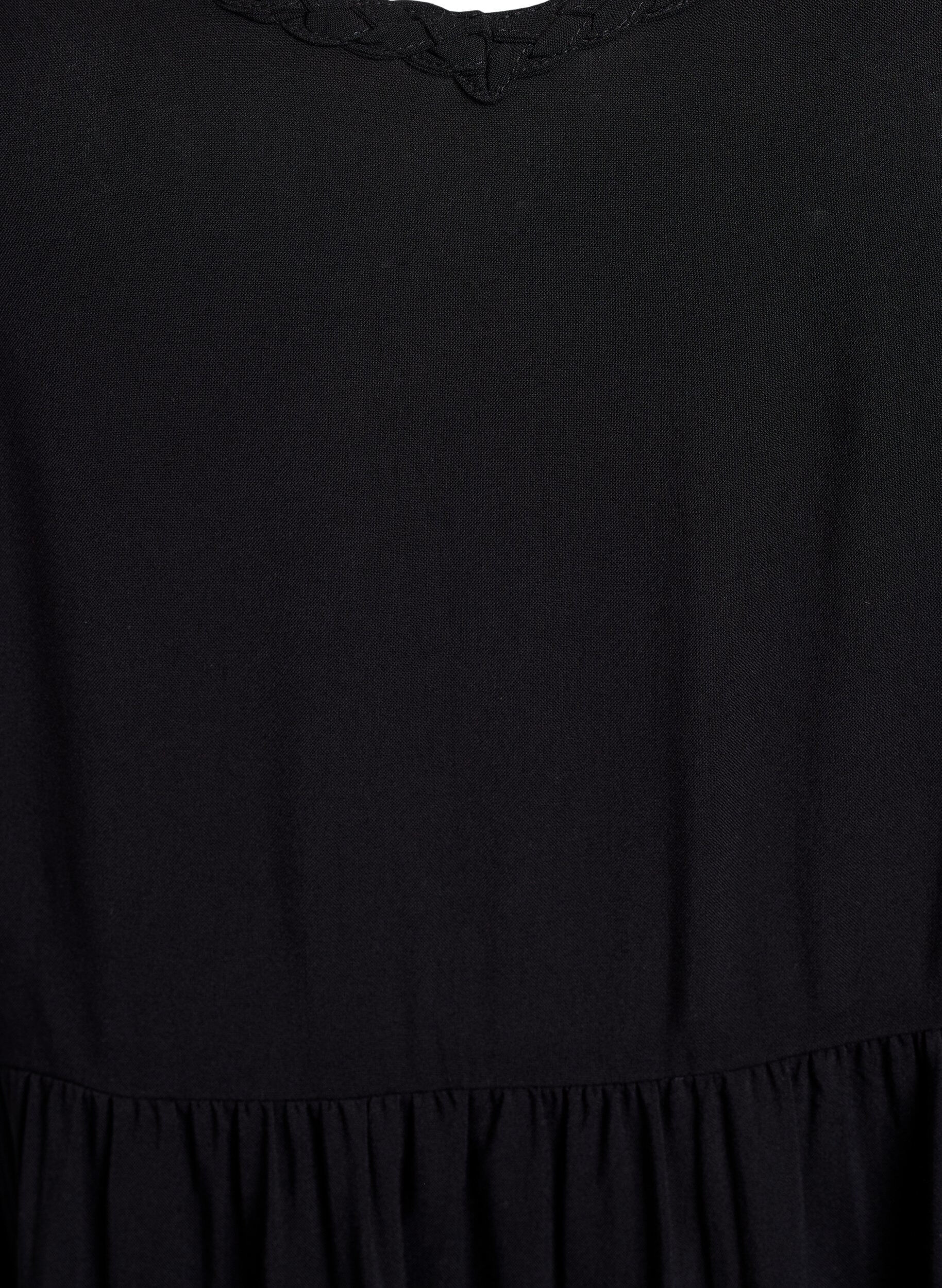 Zizzi Midi-mittainen olkainmekko, jossa on smokattu selk&auml;osa, Musta, Packshot image number 2