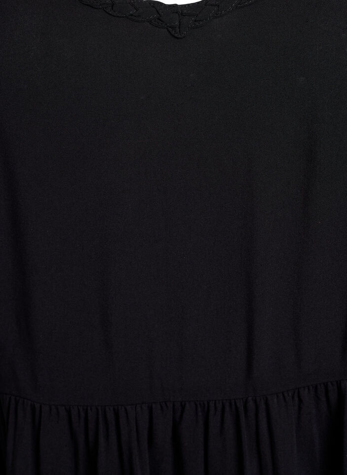 Midi-mittainen olkainmekko, jossa on smokattu selkäosa, Musta, Packshot image number 2