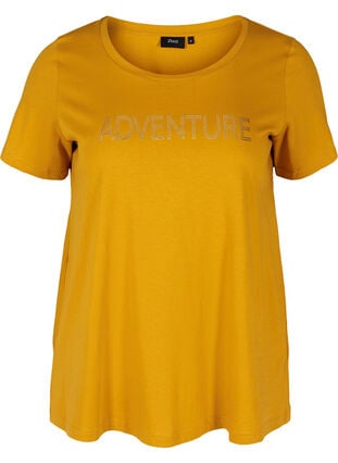 Puuvillainen t-paita a-mallissa painatuksella , Harvest Gold, Packshot image number 0