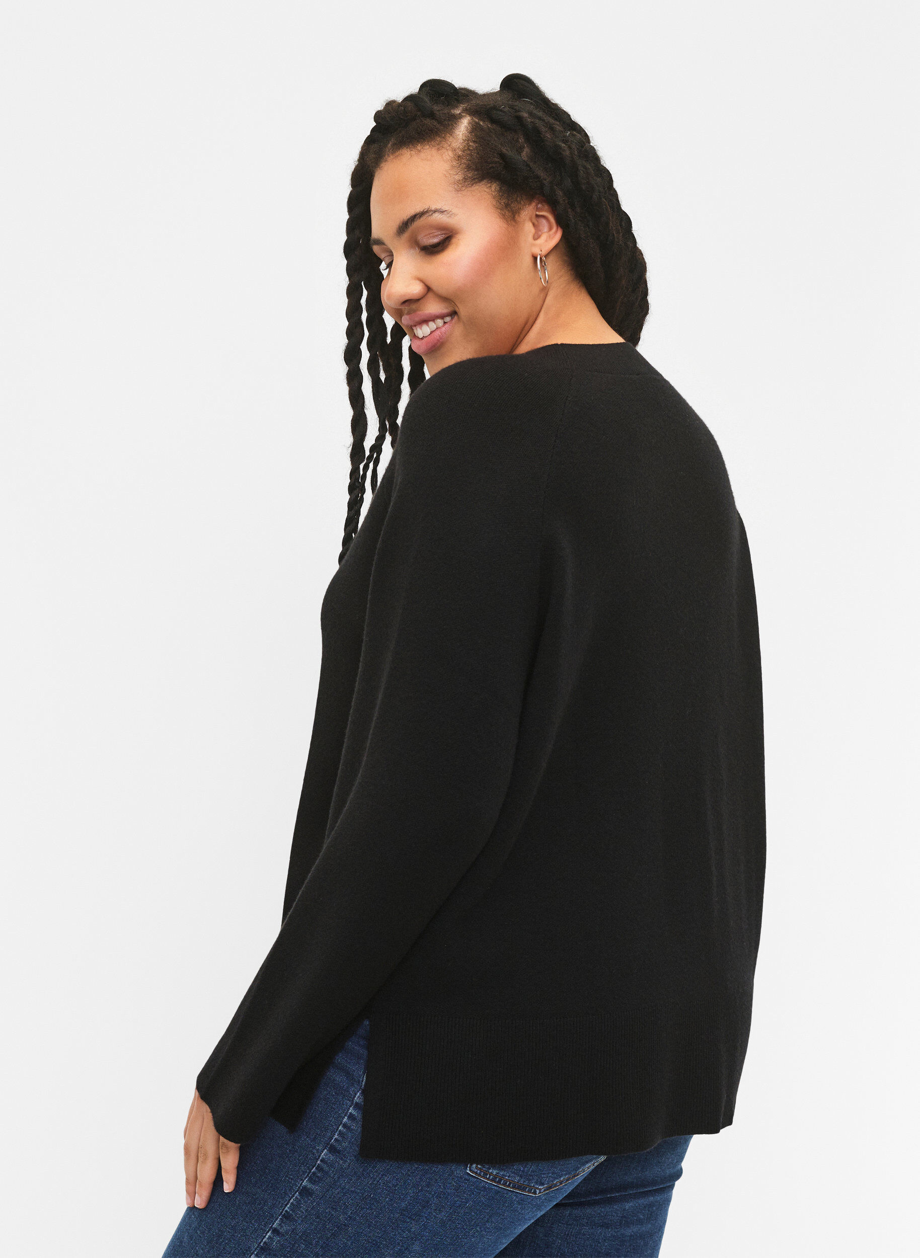 ZizziNeule viskoosisekoitteesta sivuhalkiolla	, Black, Model image number 1