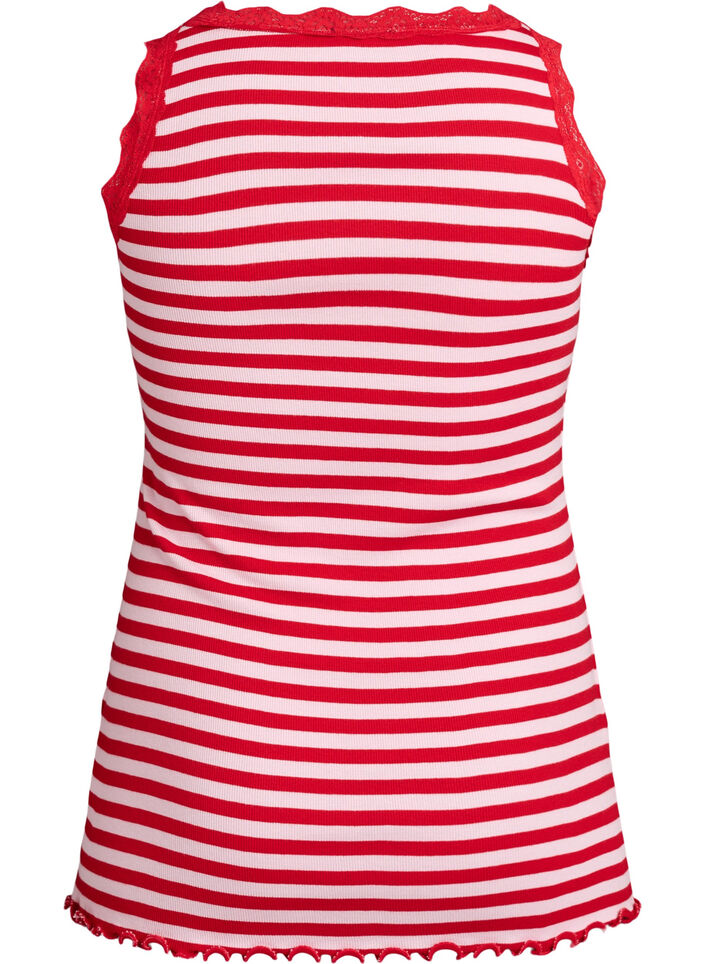 Raidallinen ribbitoppi pitsisomisteella, Vaaleanpunainen, Packshot image number 1