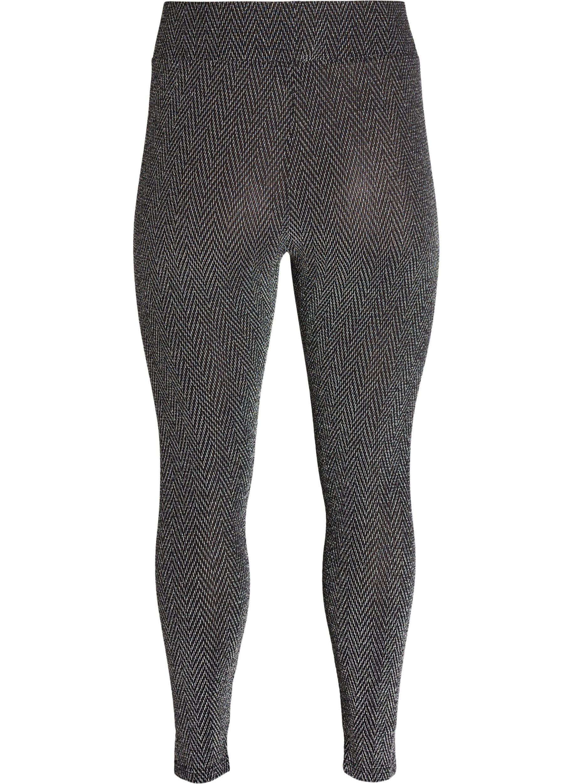 Zizzi Leggingsit glitterkuviolla, Musta, Packshot image number 1