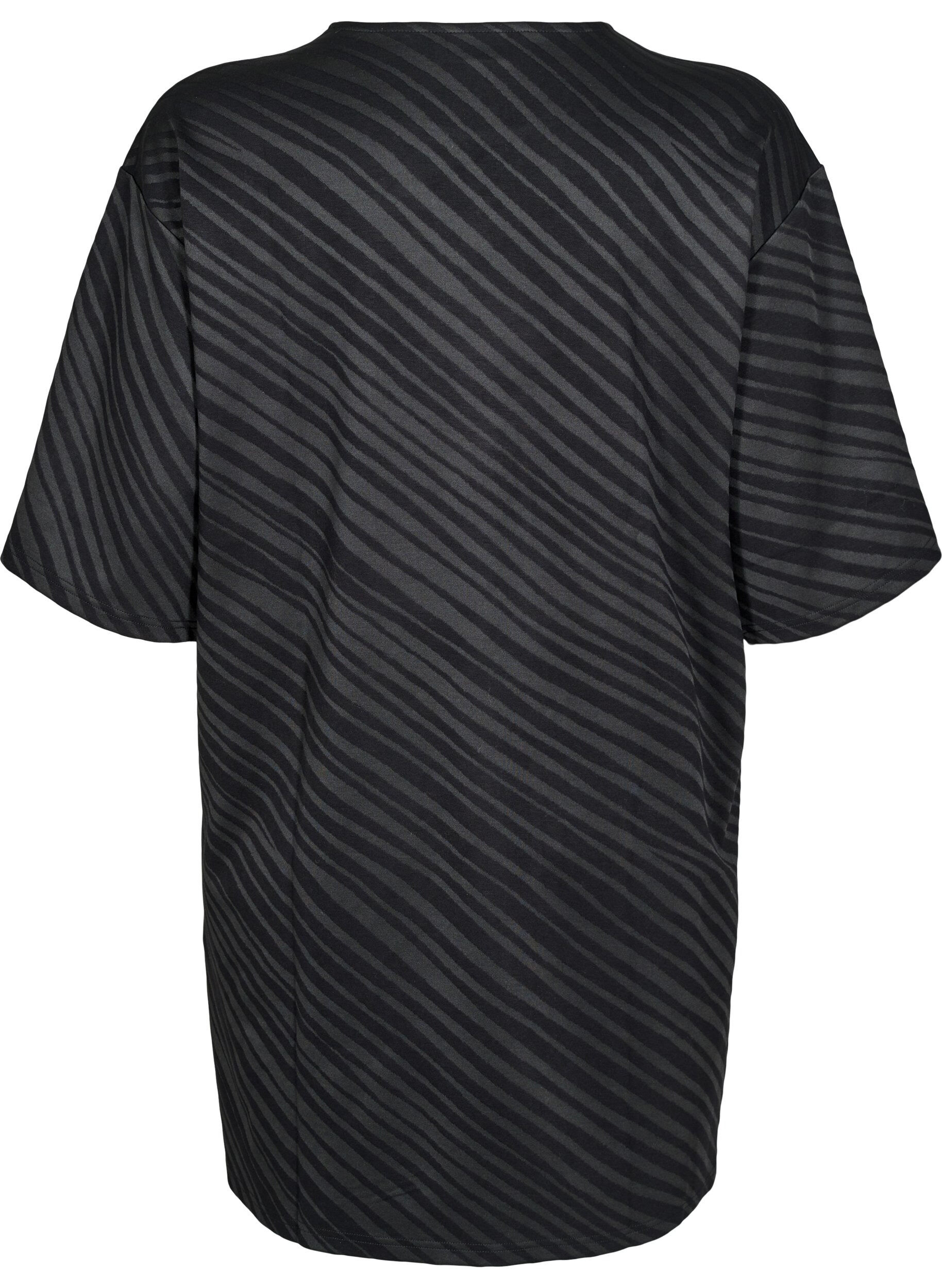 Zizzi Kuvioitu mekko 3/4-hihoilla, Musta, Packshot image number 1