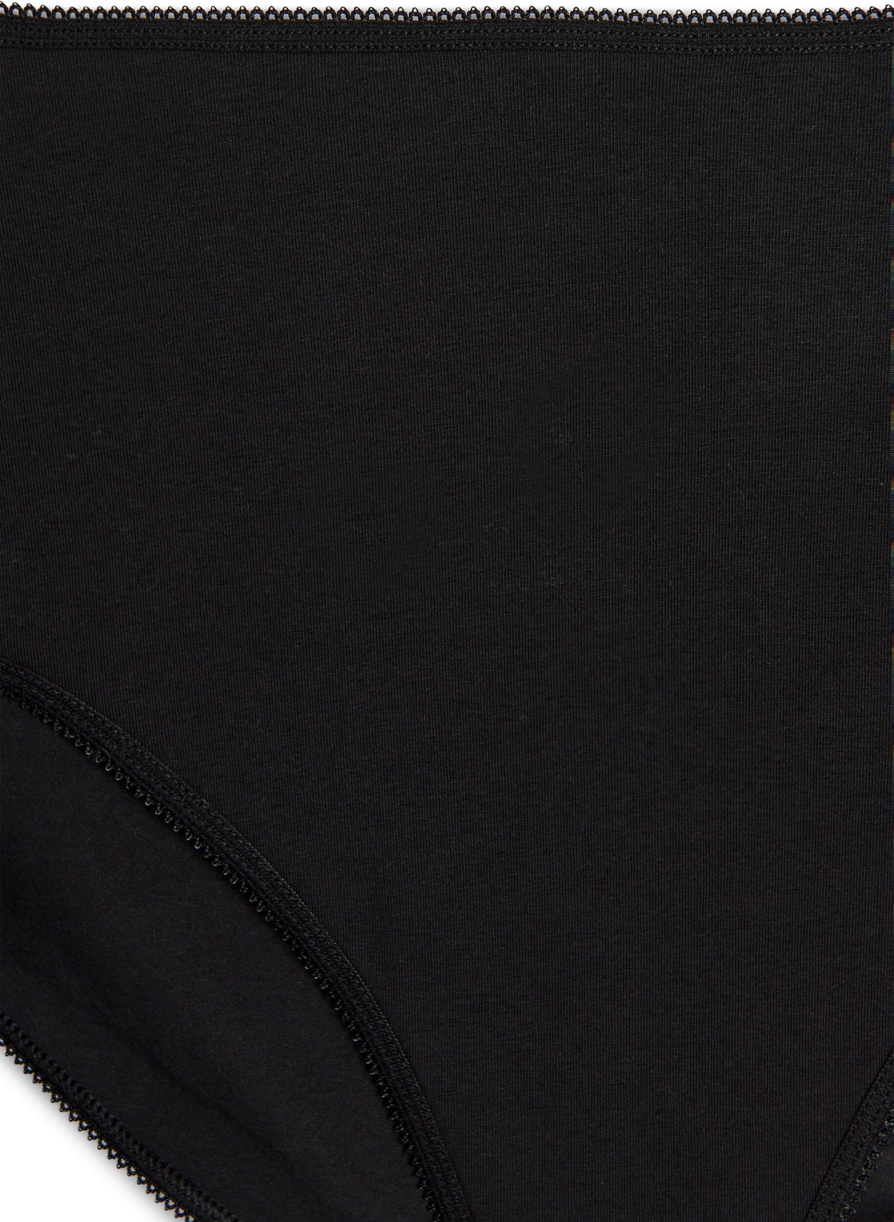 Zizzi 5-pack puuvillaiset alushousut normaalilla vy&ouml;t&auml;r&ouml;ll&auml;, Musta, Packshot image number 3