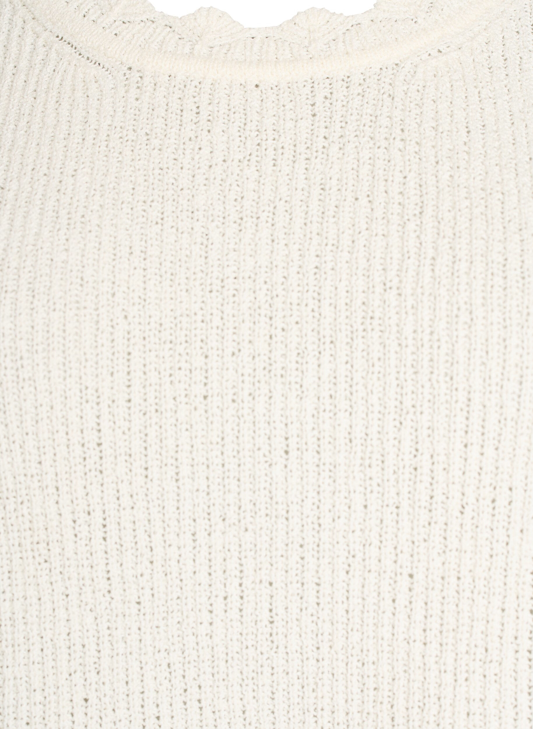 Zizzi Neulepusero rei'itetty&auml; kirjailulla ja 1/2-hihoilla, Vanilja, Packshot image number 2