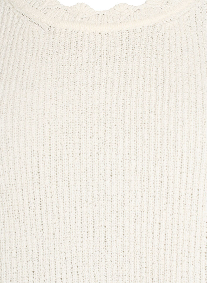 Neulepusero rei'itetty&auml; kirjailulla ja 1/2-hihoilla, Vanilja, Packshot image number 2