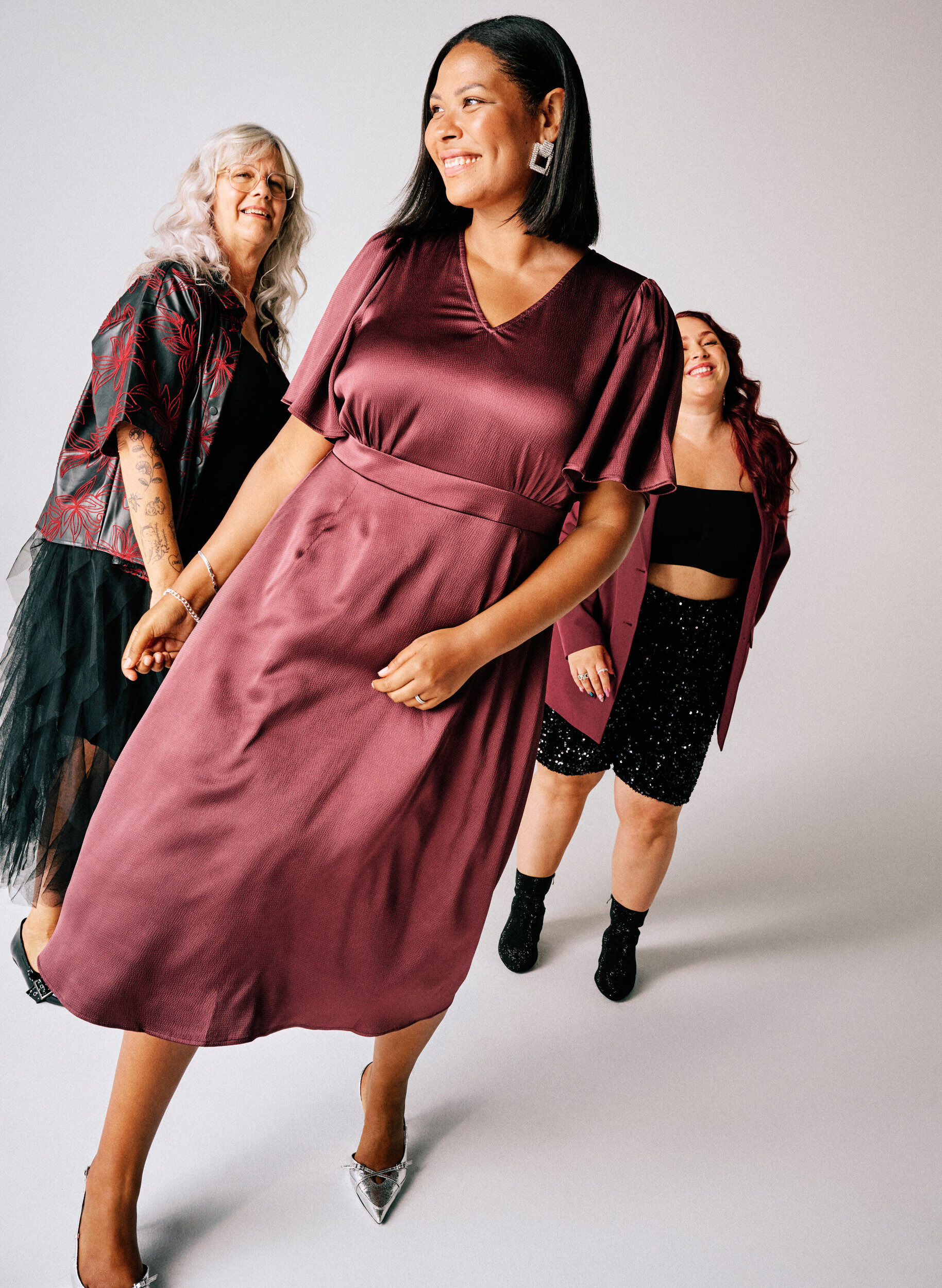 Zizzi Empire juhlapuku midi-pituudessa, Tumma Bordeaux, Image image number 0