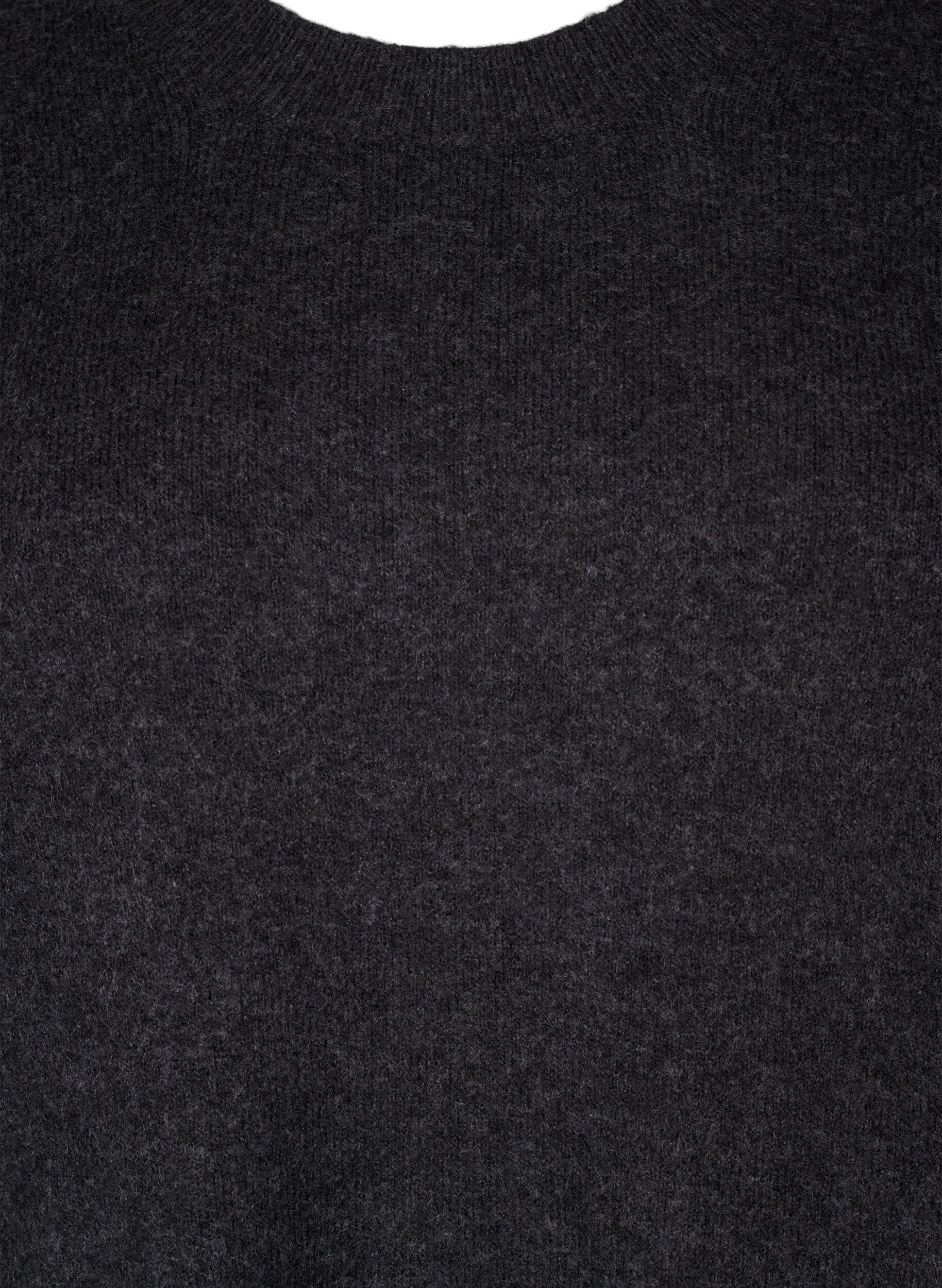 Zizzi Neulemekko py&ouml;re&auml;ll&auml; kaula-aukolla ja halkiolla, Dark Grey Melange, Packshot image number 2