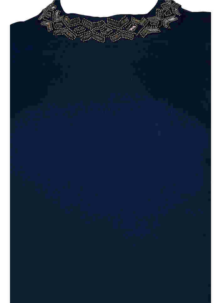 Pitkähihainen viskoosipusero helmillä, Navy Blazer, Packshot image number 2