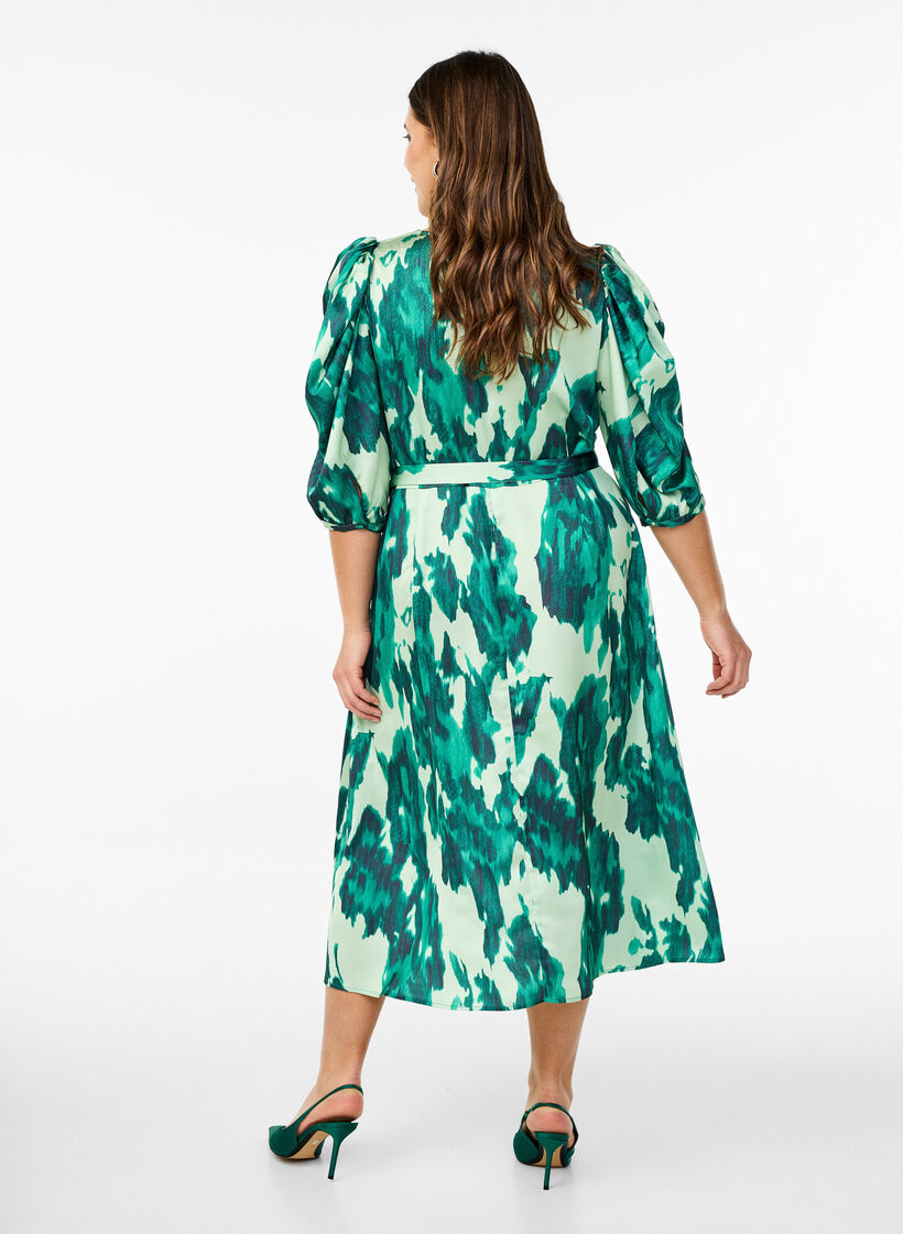 Lyhythihainen juhlamekko vy&ouml;nauhalla, Vihre&auml;, Model image number 1