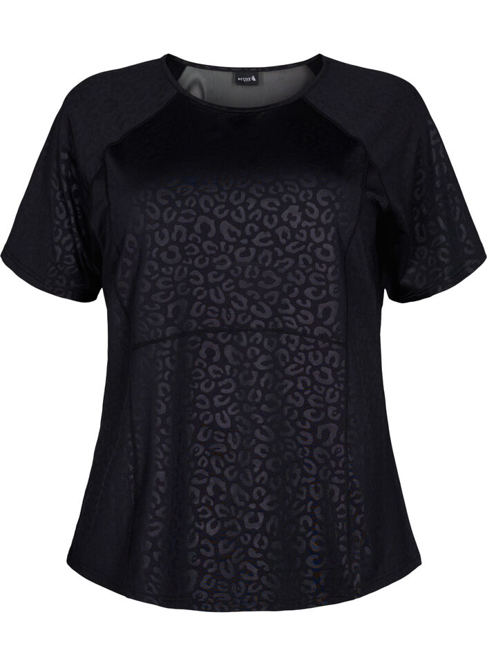 T-paita treeniin kuosilla ja mesh-kankaalla, Black, Packshot image number 0