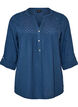 Paita puuvillamusliinissa, jossa broderie anglaise -kirjailu, Sininen, Packshot image number 0
