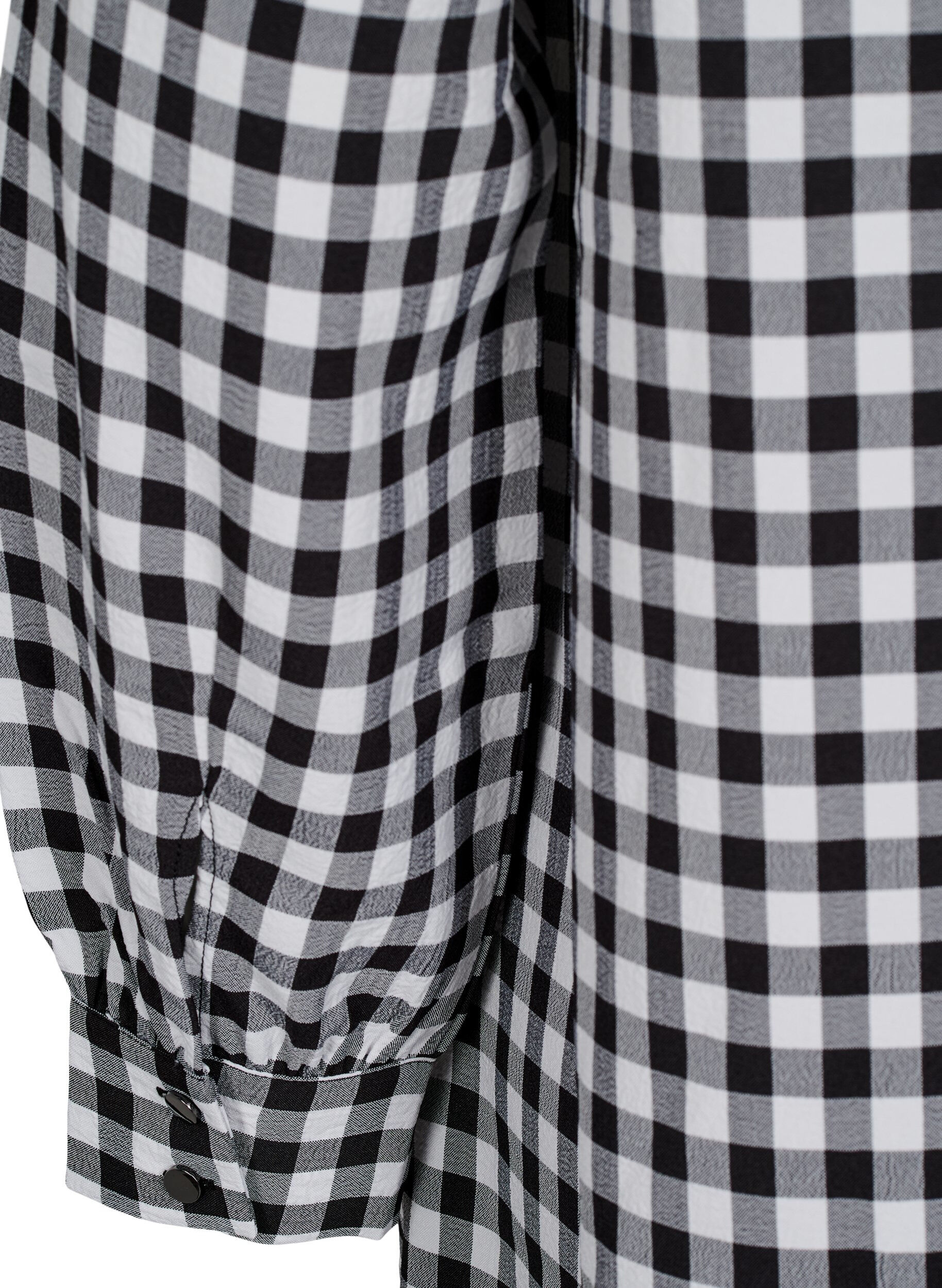 Zizzi Ruudullinen tunika V-p&auml;&auml;ntiell&auml;, Black/W. Gingham, Packshot image number 3