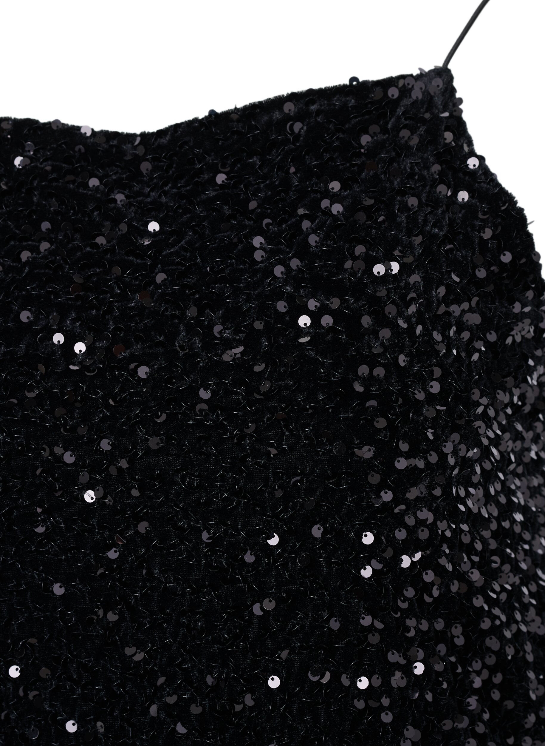 Zizzi Toppi paljeteilla ja kapeilla olkaimilla, Black Sequins, Packshot image number 2