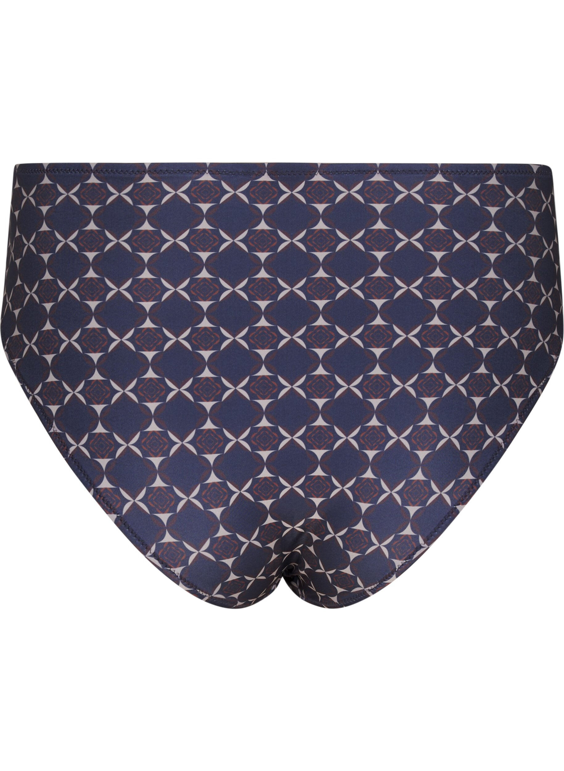 Zizzi Korkeavy&ouml;t&auml;r&ouml;inen bikinialaosa printill&auml;, Sininen, Packshot image number 1