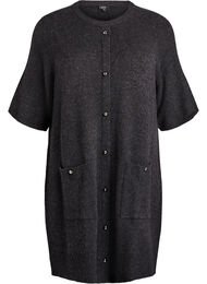 Lyhyt neulemekko lyhyillä hihoilla ja pallonapeilla, Harmaa