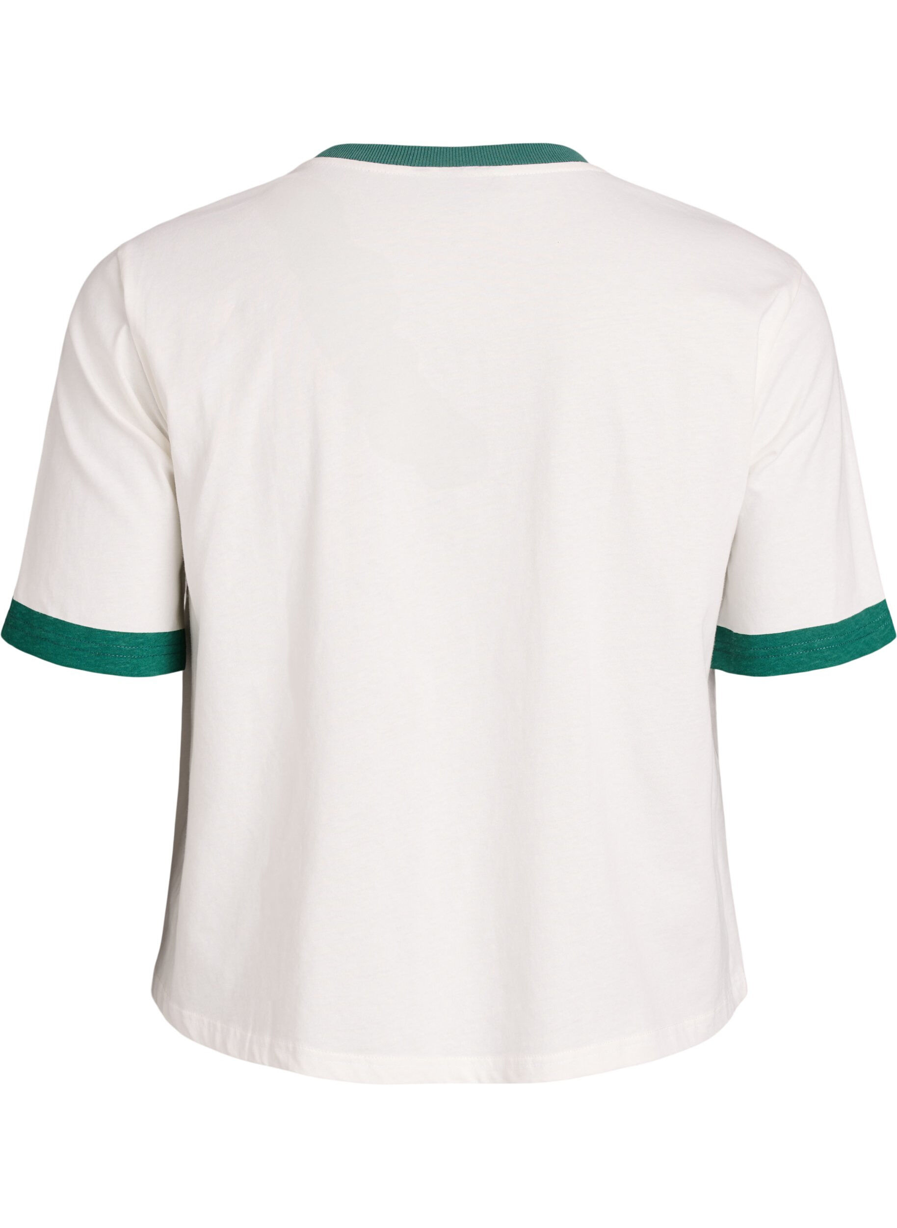 Zizzi Puuvilla T-paita tekstiprintill&auml; ja laatikkomainen istuvuus, Valkoinen, Packshot image number 1