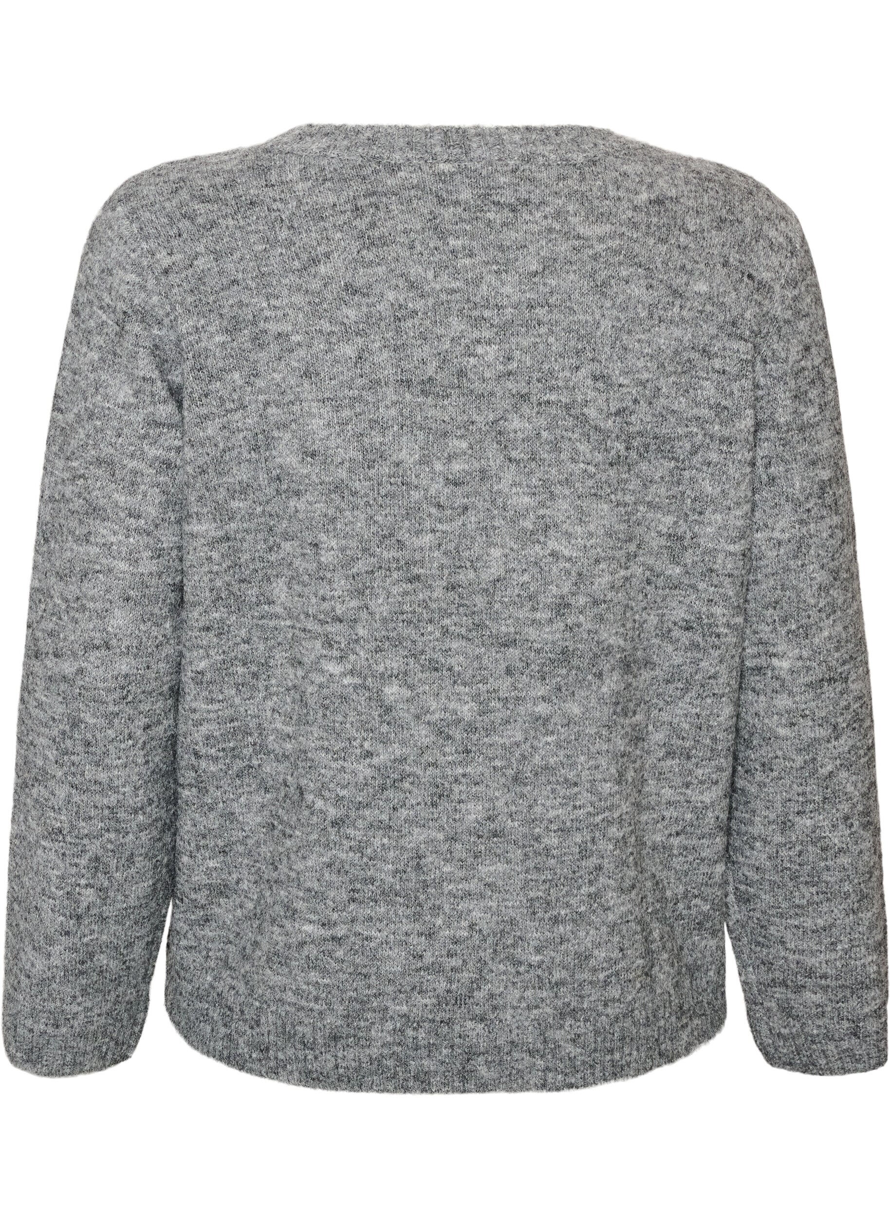 ZizziV&auml;lj&auml; neulepusero py&ouml;re&auml;ll&auml; p&auml;&auml;ntiell&auml;, Harmaa, Packshot image number 1