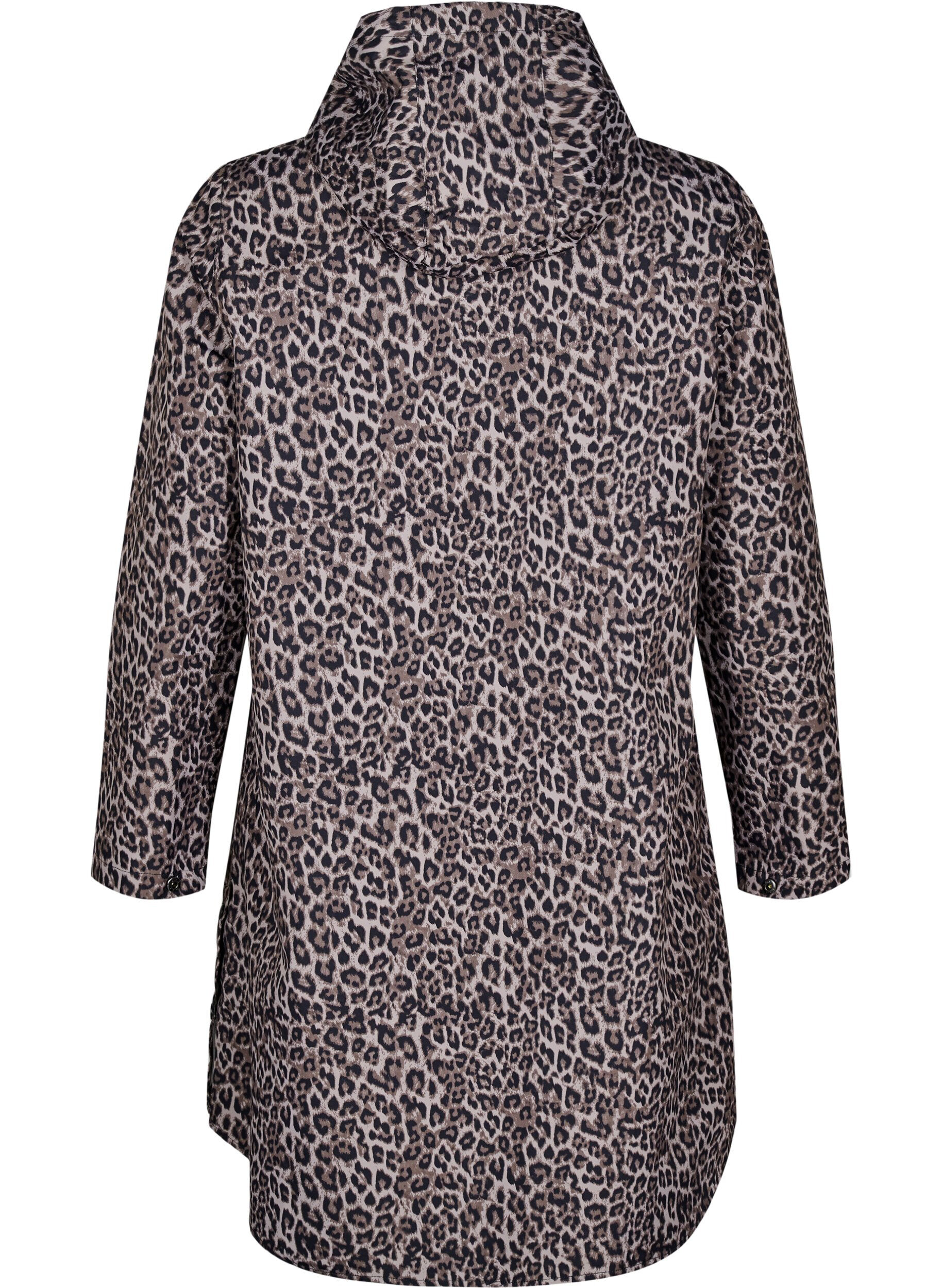 Zizzi Sadetakki taskuilla ja hupulla, Ruskea, Packshot image number 1