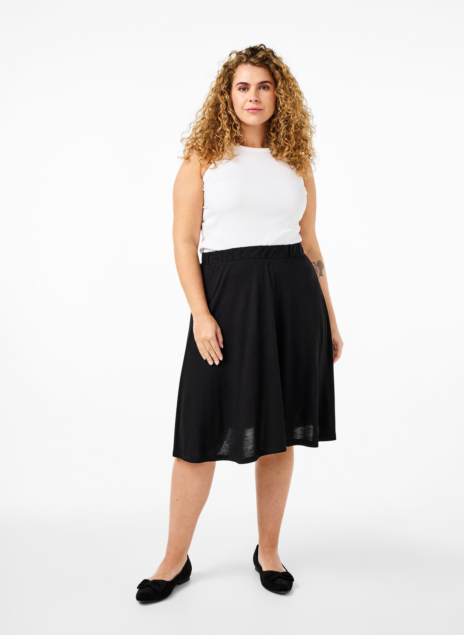 Zizzi2-pack viskoosinen hame, Musta, Model image number 3