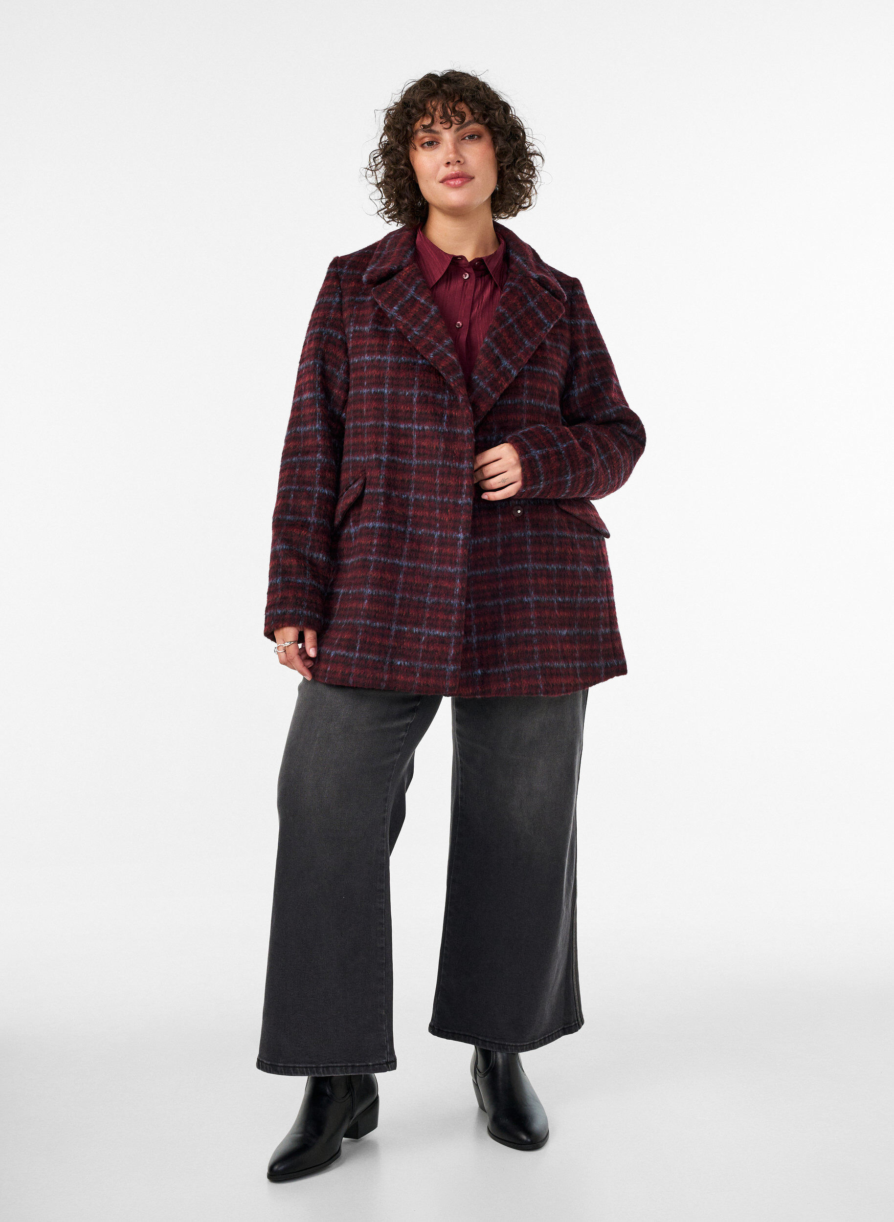 ZizziRuudullinen takki taskuilla, Punainen, Model image number 3