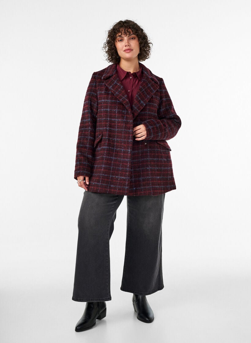 Ruudullinen takki taskuilla, Punainen, Model image number 3