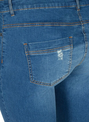 Farkkushortsit taskuilla ja räväkällä kantilla, Blue denim, Packshot image number 3