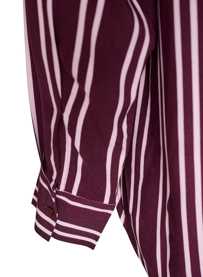 Raidallinen y&ouml;paita, Tumma Bordeaux, Packshot image number 3