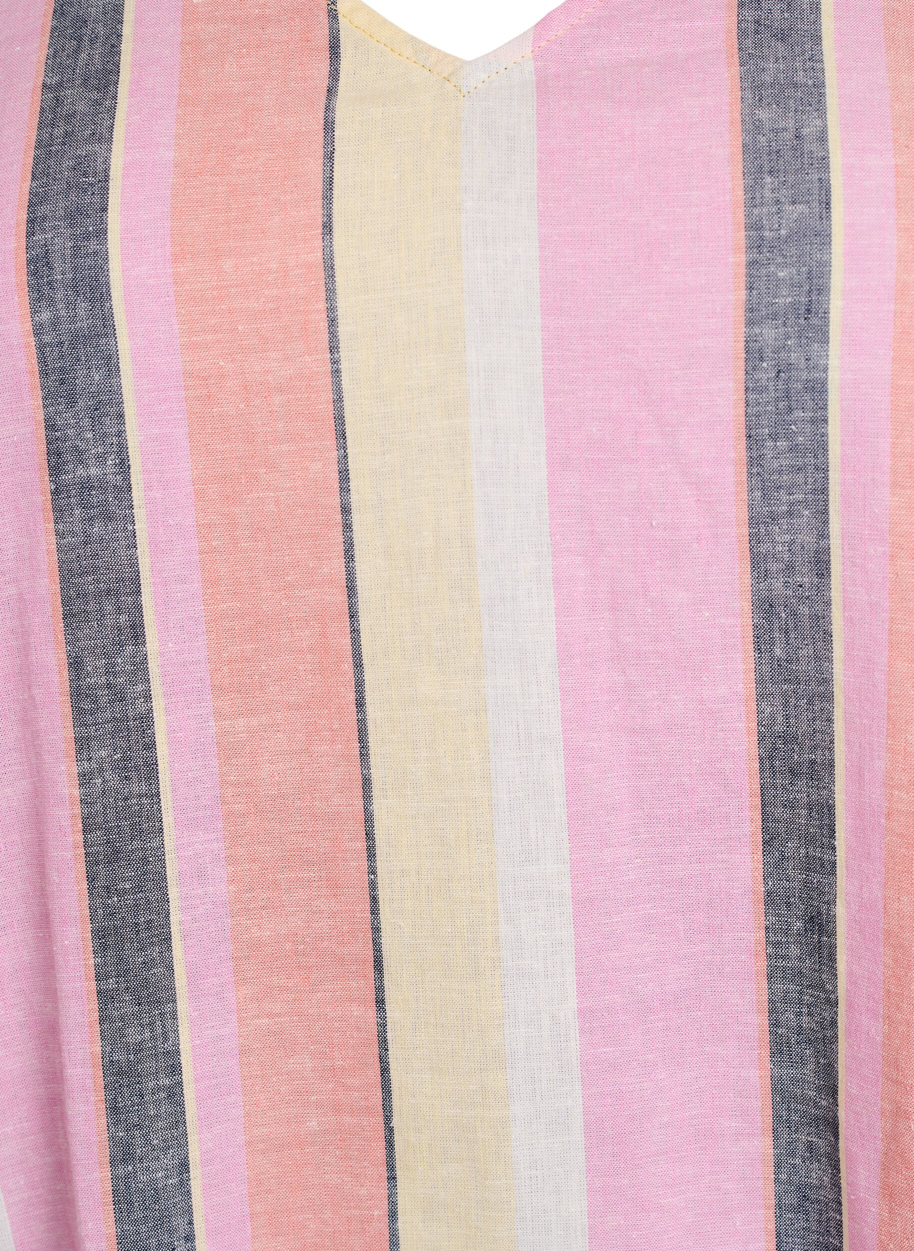 Zizzi Lyhyt mekko pellavasta ja viskoosista, 3/4-hihoilla., Keltainen, Packshot image number 2