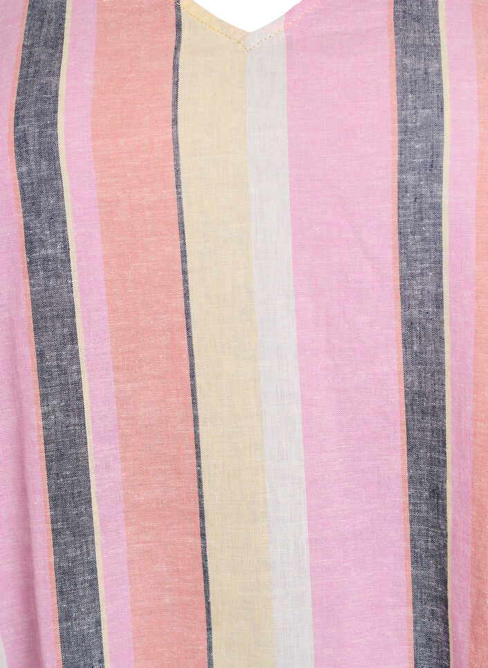 Lyhyt mekko pellavasta ja viskoosista, 3/4-hihoilla., Keltainen, Packshot image number 2