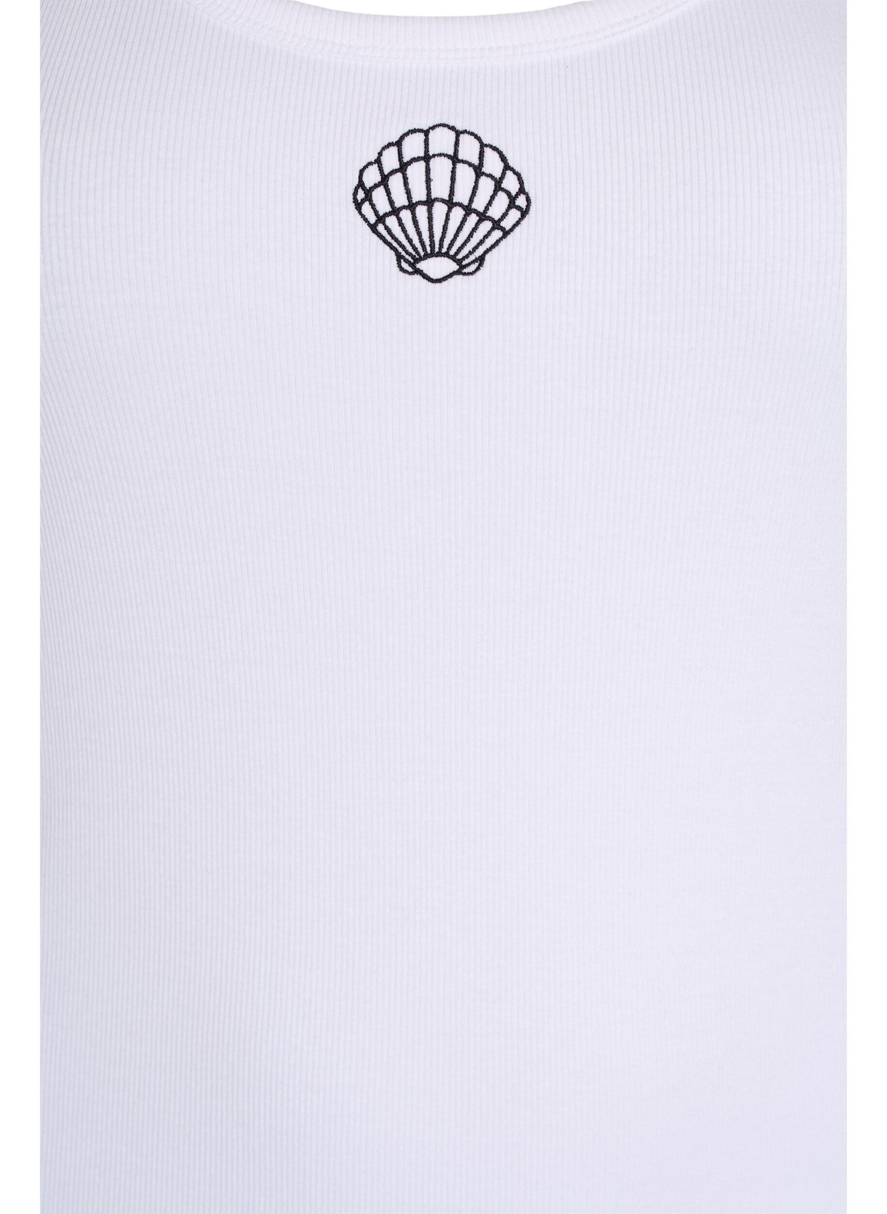 Zizzi Tyk&ouml;istuva kuvioitu yl&auml;osa, Valkoinen, Packshot image number 2