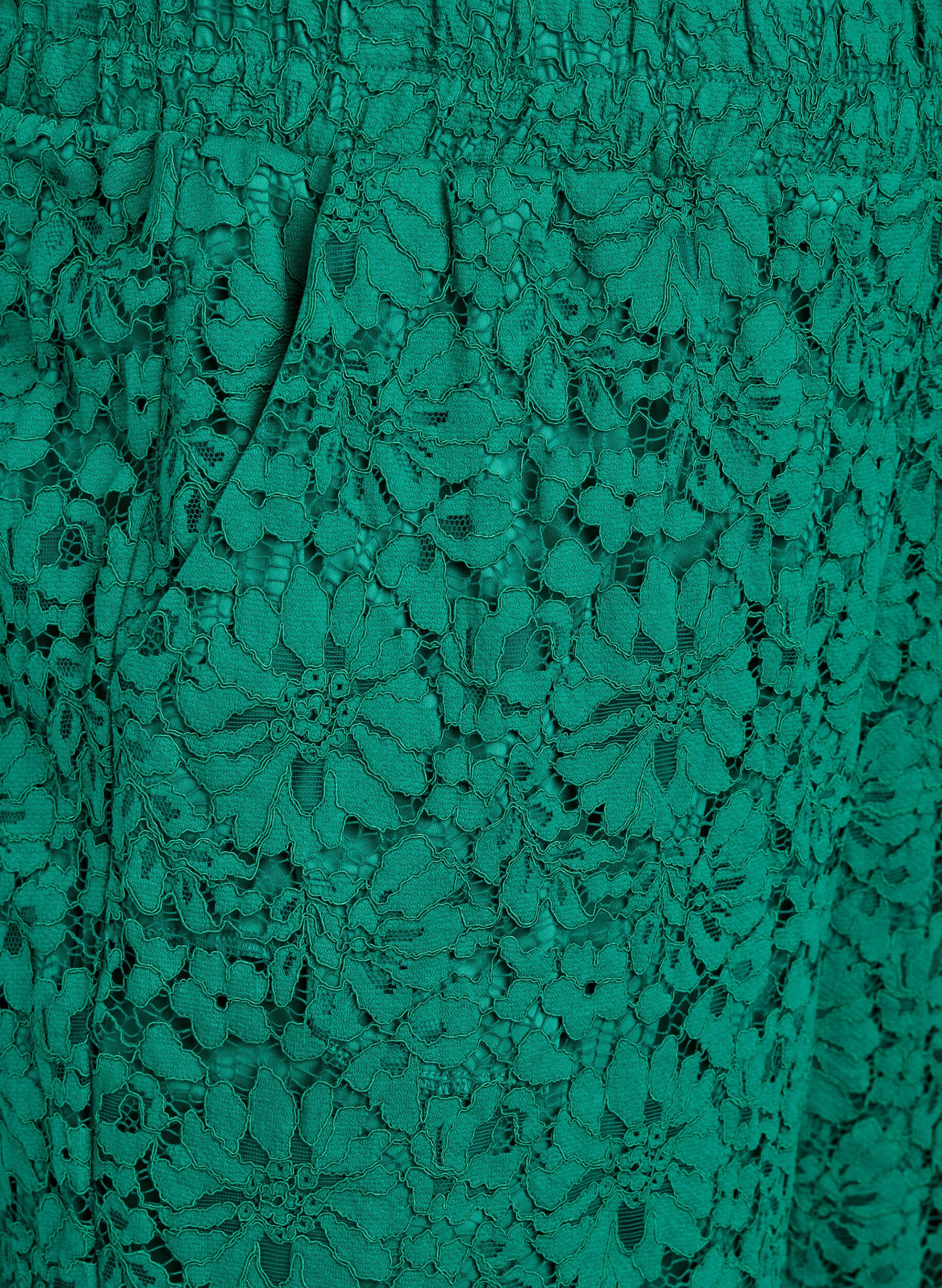 Zizzi Korkeavy&ouml;t&auml;r&ouml;iset taskulliset pitsihousut, Vihre&auml;, Packshot image number 2