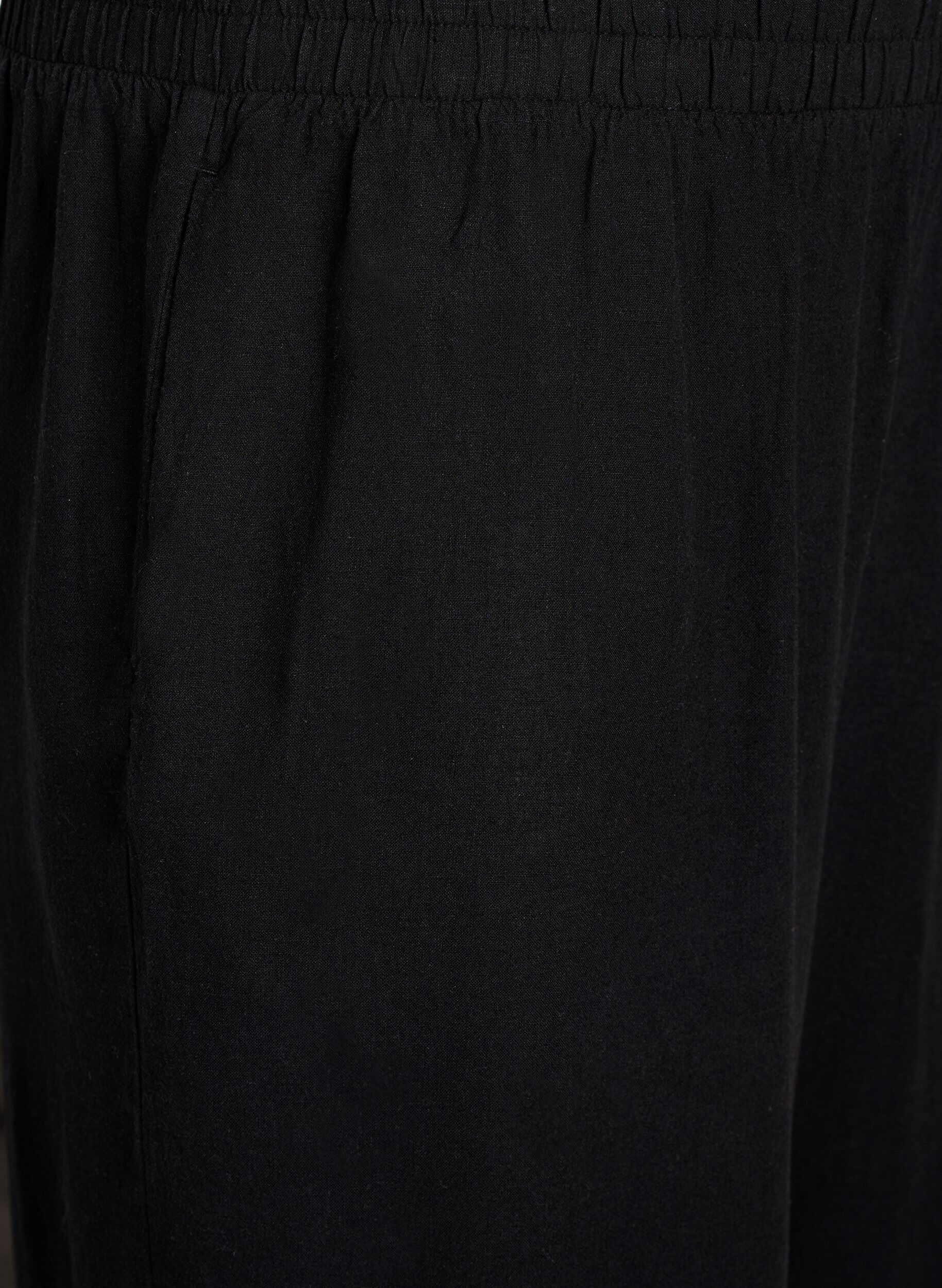 Zizzi Rennot housut pellavasta ja viskoosista, Musta, Packshot image number 2