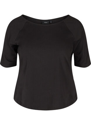 Puuvillainen t-paita 2/4-hihoilla, Black, Packshot image number 0
