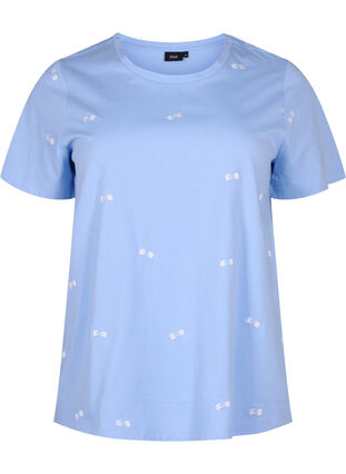 Luomupuuvillasta valmistettu T-paita sydämillä, Serenity W. Bow Emb., Packshot image number 0
