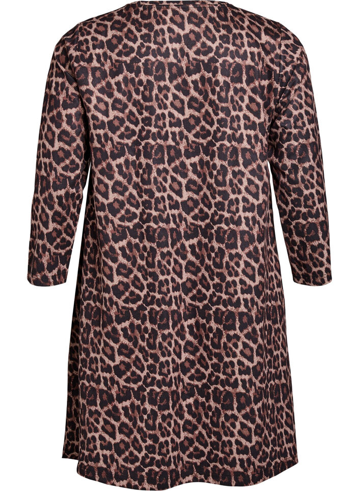 Lyhyt A-linjainen mekko 7/8-hihoilla, Ruskea, Packshot image number 1