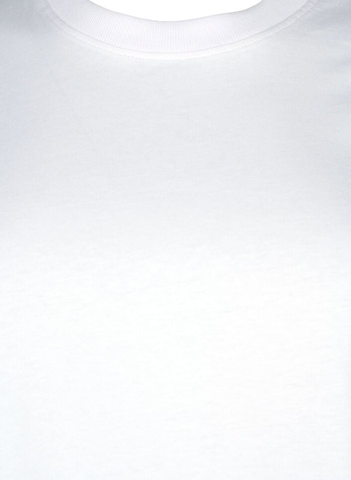 Puuvillainen perus-T-paita, jossa on py&ouml;re&auml; kaula-aukko, Valkoinen, Packshot