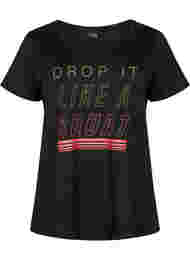 T-paita printillä treeniin , Black w. Drop It