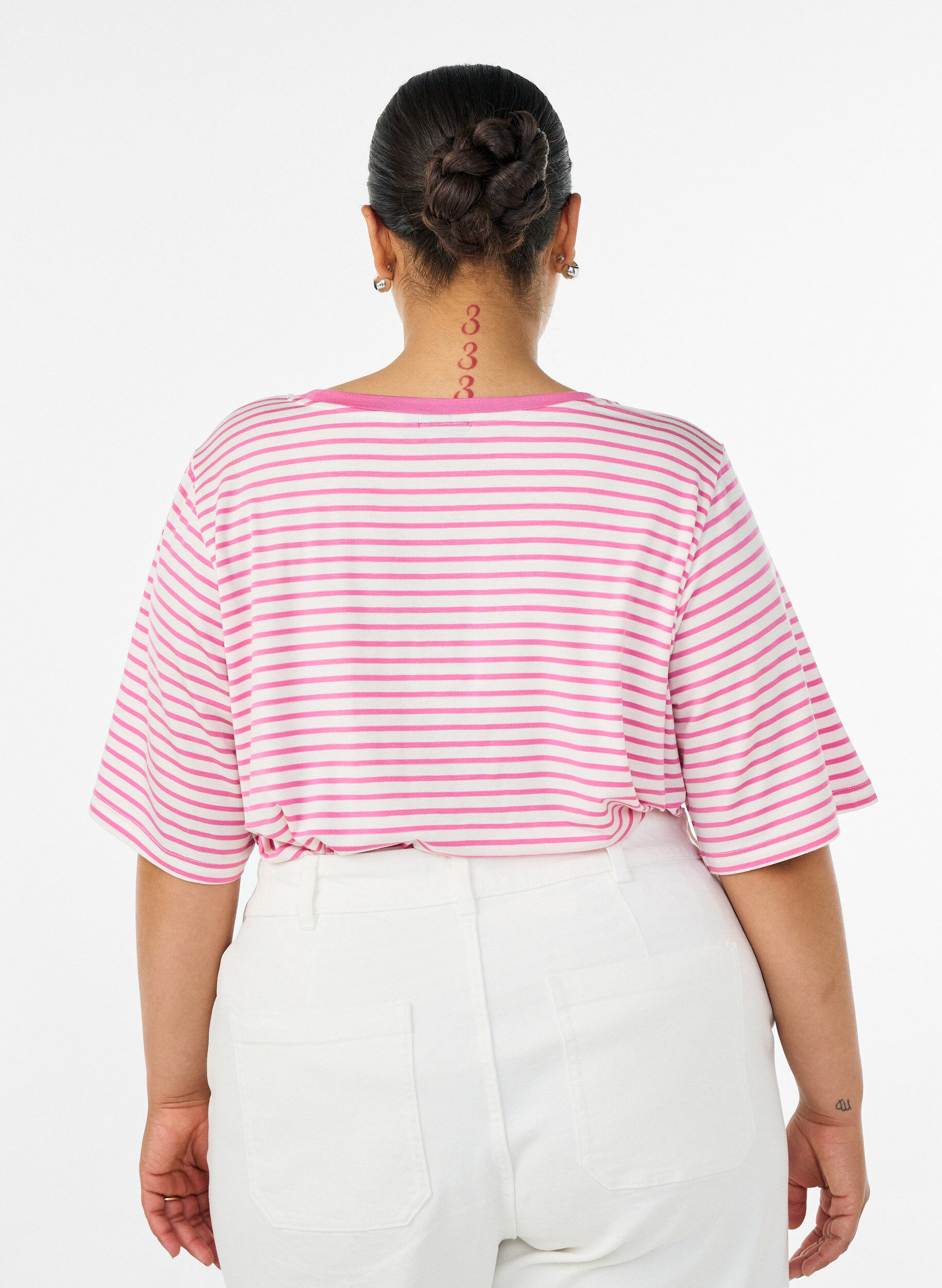 ZizziT-paita TENCEL&trade; Lyocellista ja raidoilla, Vaaleanpunainen, Model image number 2