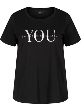 Ekologisesta puuvillasta valmistettu t-paita painatuksella, Black You, Packshot image number 0