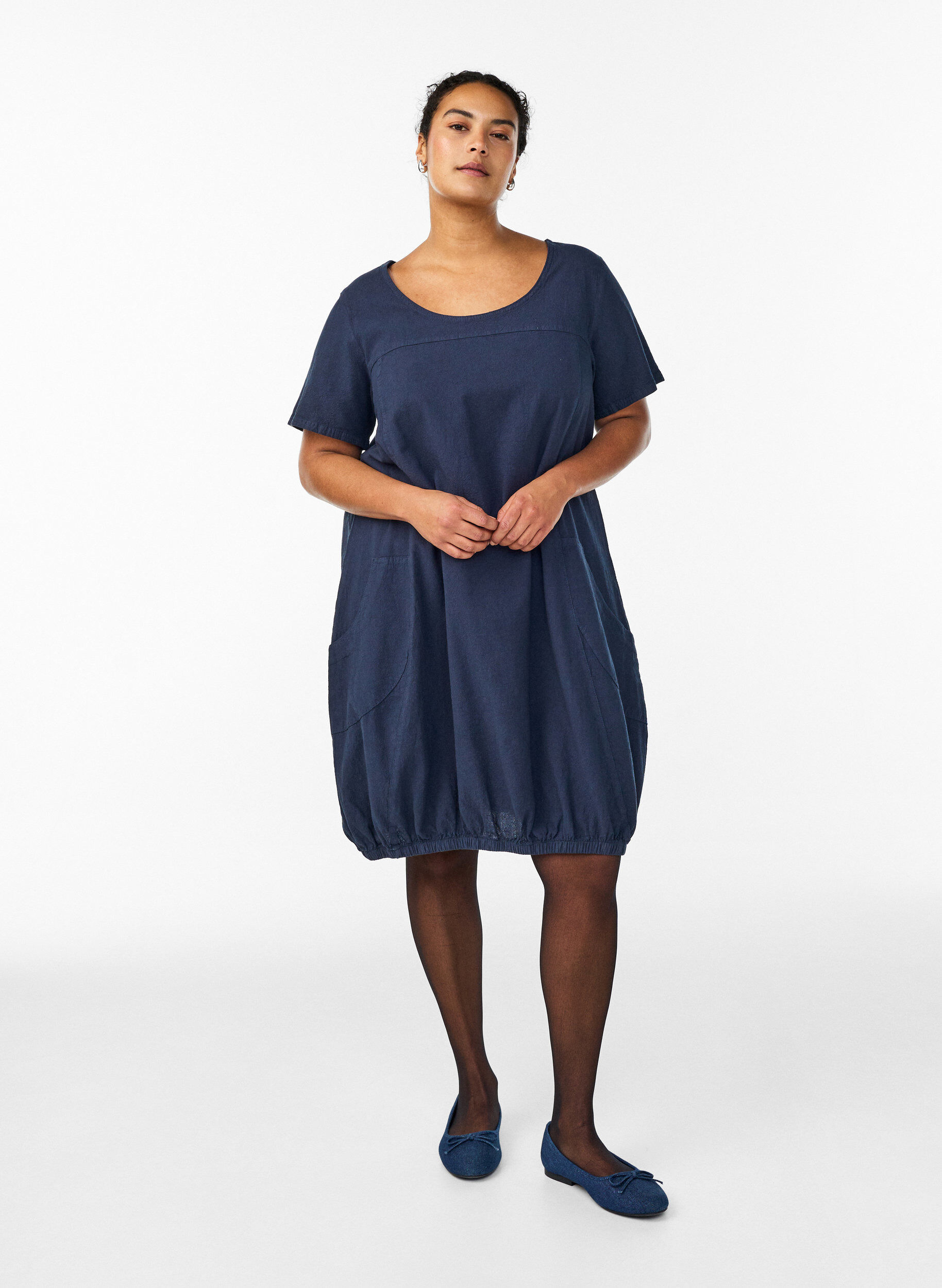 ZizziLyhythihainen puuvillamekko, Sininen, Model image number 1