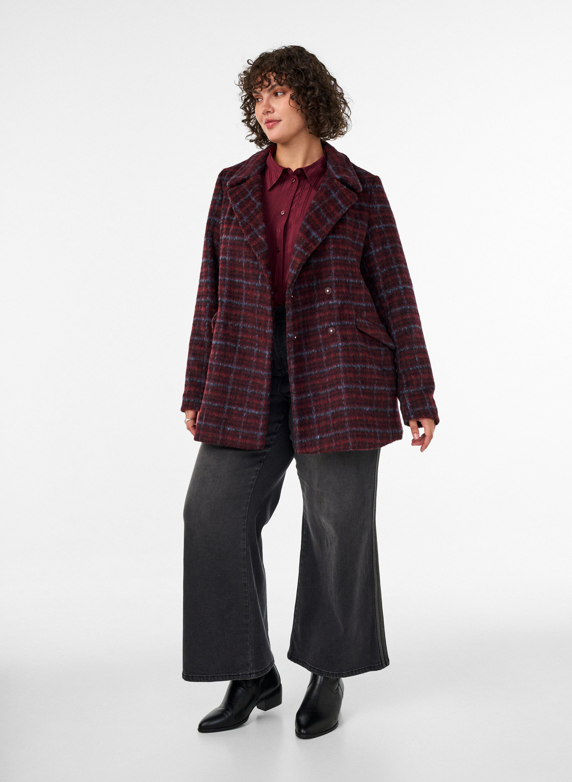 ZizziRuudullinen takki taskuilla, Punainen, Model image number 1