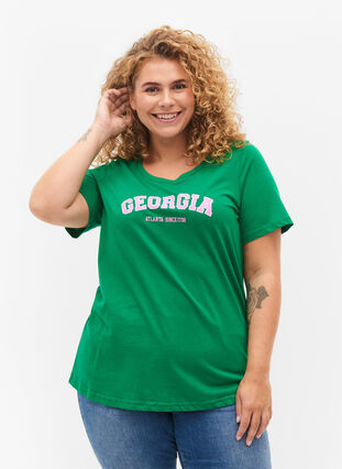 Puuvillainen t-paita painatuksella, Jolly Green Georgia, Model image number 0