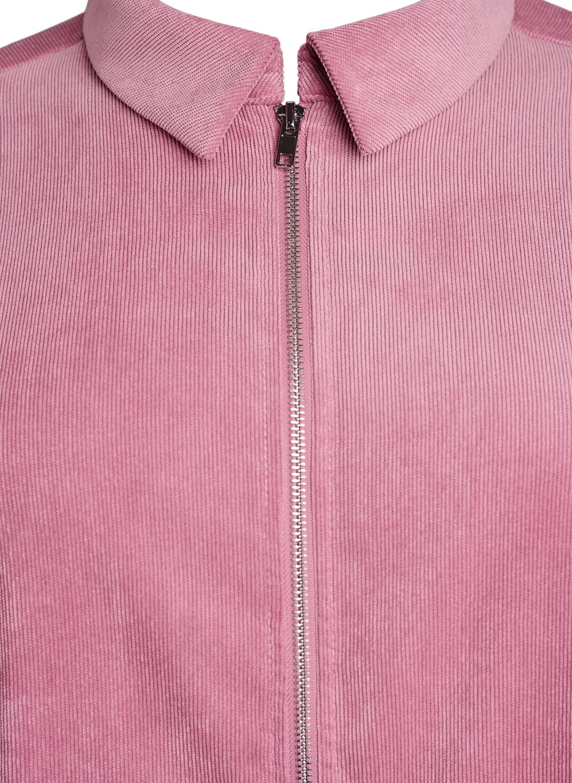 Zizzi Vakosamettimekko vetoketjulla ja 3/4-hihoilla, Vaaleanpunainen, Packshot image number 2