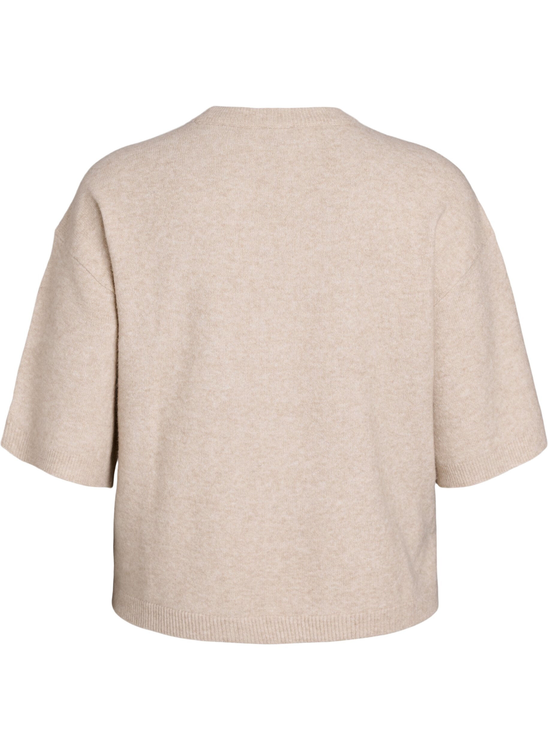 ZizziV&auml;lj&auml; neulepusero, jossa on lyhyet hihat, Beige, Packshot image number 1