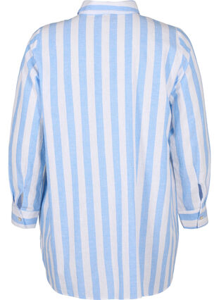 Pitkä paita pellavasta ja puuvillasta, Blue White Stripe, Packshot image number 1