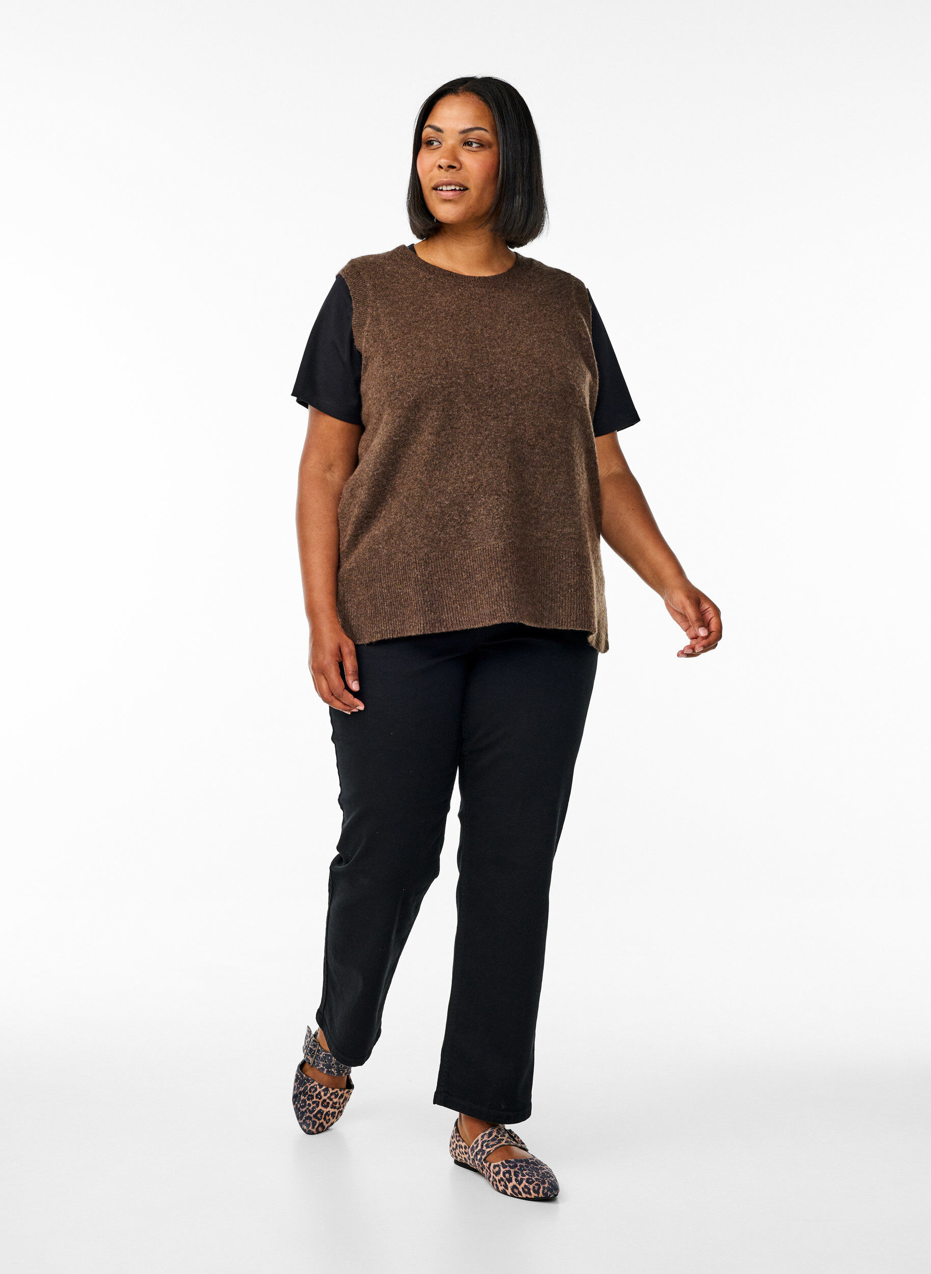 Zizzi Neuleliivi, jossa on ribbireunat, Vihre&auml;, Model image number 1