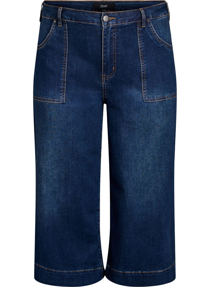 Denim-housut leveillä lahkeilla, Sininen, Packshot image number 0